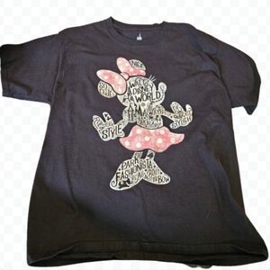 🎉Disney Minnie Mouse Black Casual Summer Logo Vacation Mens Size Lg